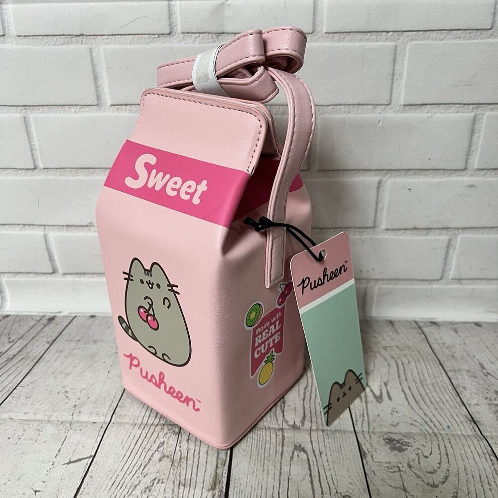 NWT Pusheen® Pink Fruit Juice Milk Carton Crossbody Bag Purse Pink
